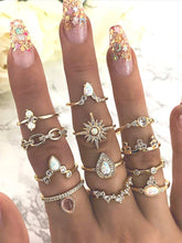 12pcs Star Crown Water Drop Ring Set Sai Feel